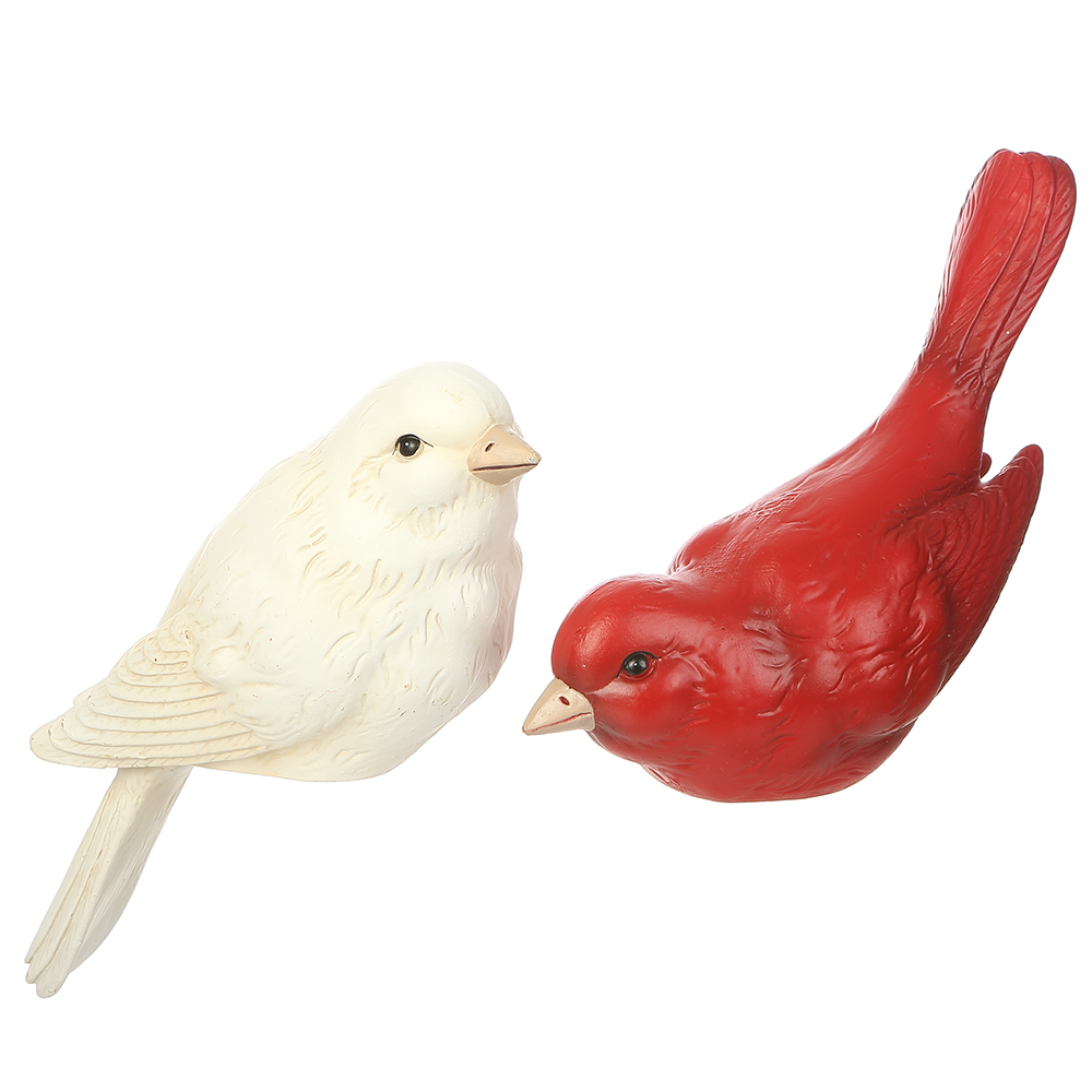 Set D/Aves Decorativas Blanca/Roja 2pzas