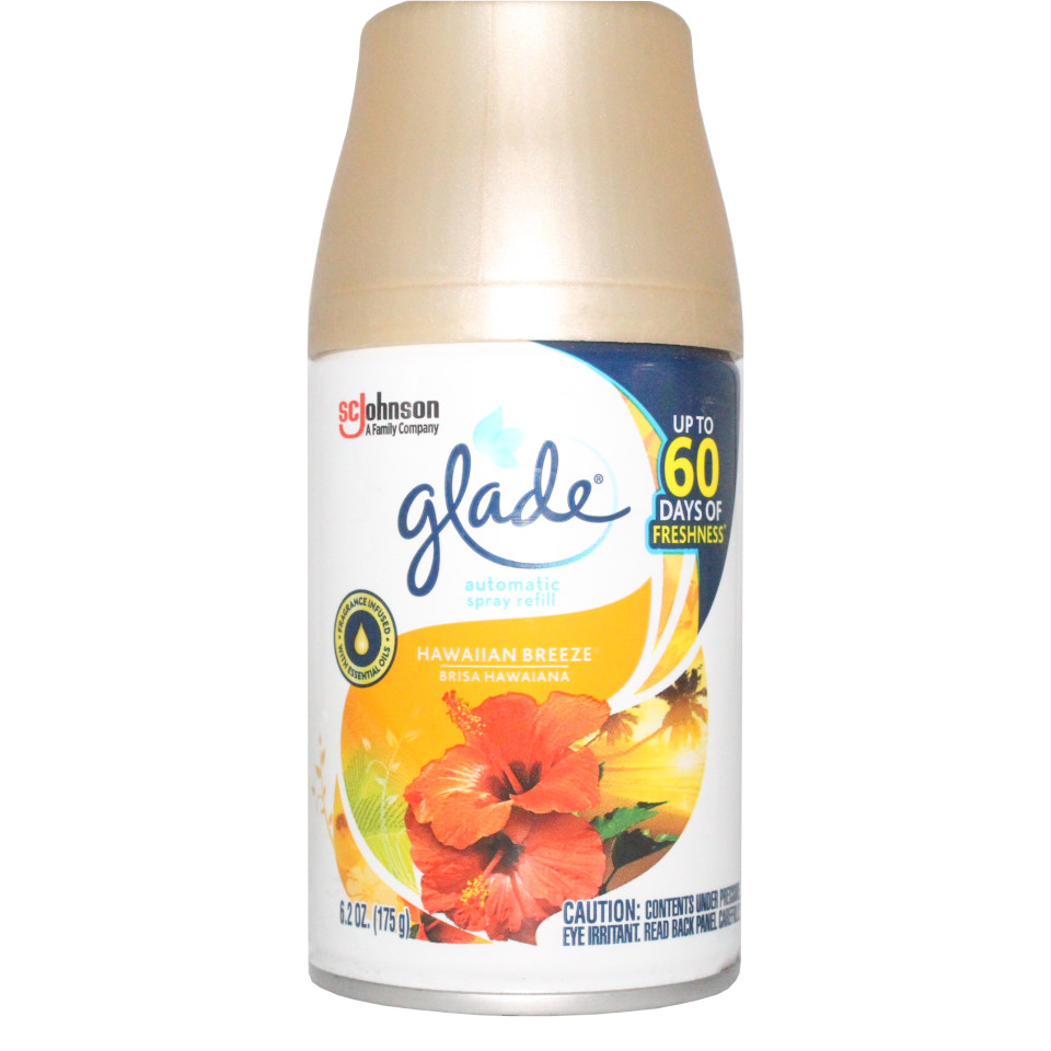 Glade Recambio automático en aerosol, ambientador para el hogar y el baño,  brisa hawaiana, 6.2 onzas